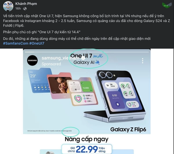 Người dùng Việt háo hức đón chờ One UI 7 từ 14/4